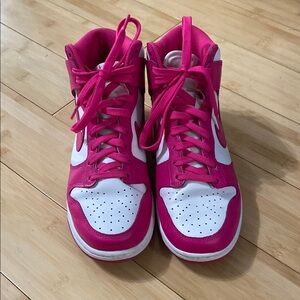 Women's Pink and White High-Top Sneakers